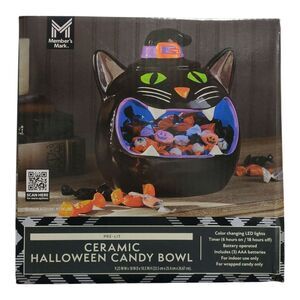 Member's Mark Pre-Lit Ceramic Halloween Candy Bowl - Cat